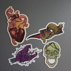 Set of 4 Artistic Skull Stickers